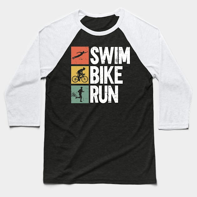 Swim Bike Run - Triathlon Training Triathlete Baseball T-Shirt by Anassein.os